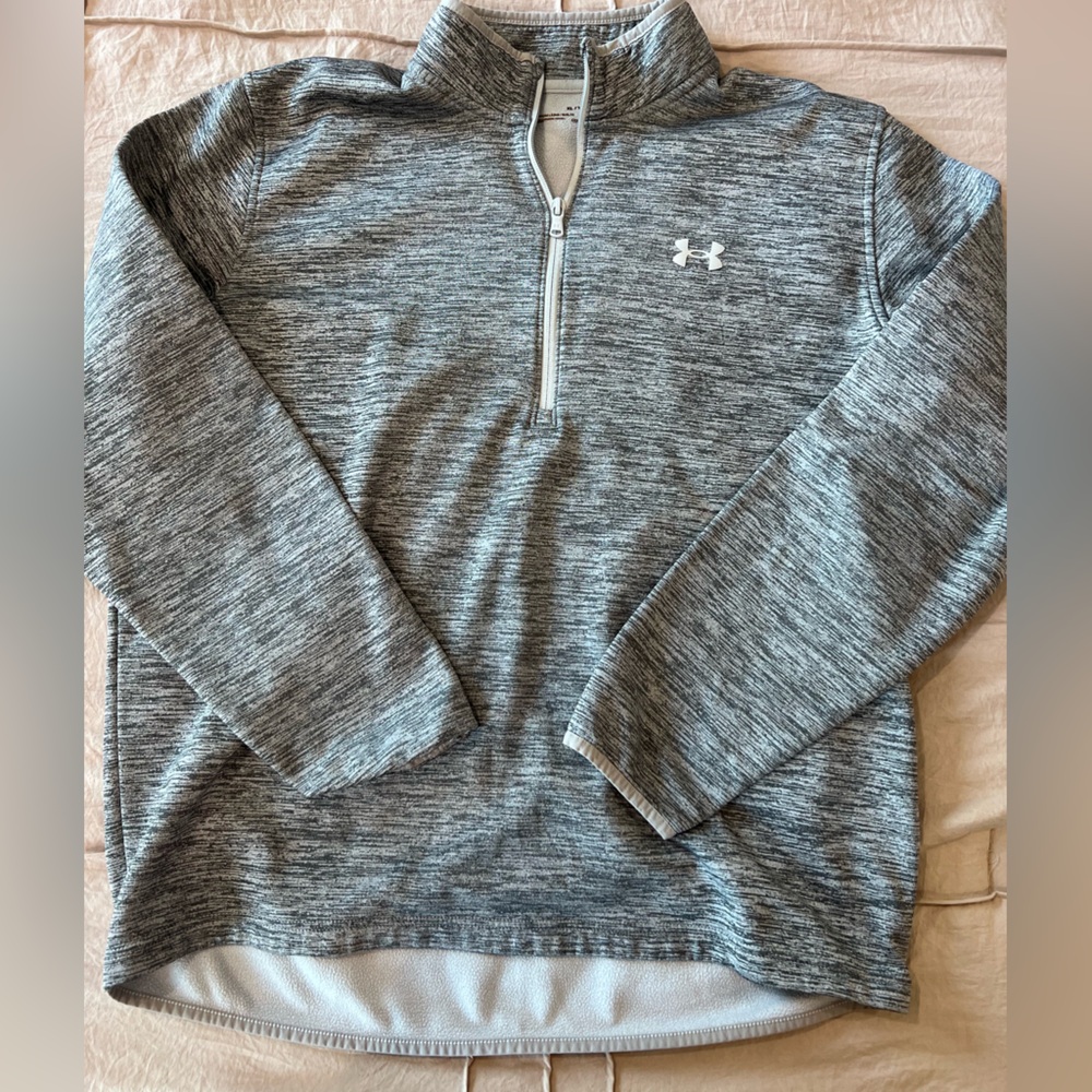 Under Armour White and Gray Textured Pullover quarter zip